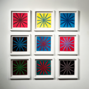 Nine Inch Dodecagon Drawings, series of 9, marker on paper. 42 X 42 X 1.25 inches Dennis Scholl